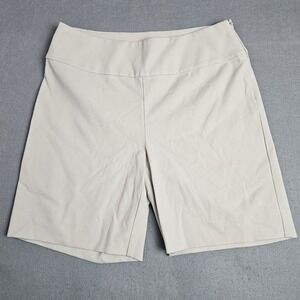 Boston Proper Shorts Sz 4 Cotton Stretch Flat‎ Front Side Zip Classic Chic Beige